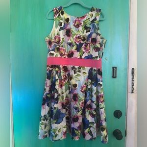 Stretch Fabric Flower Sundress A Line Dress 1XL